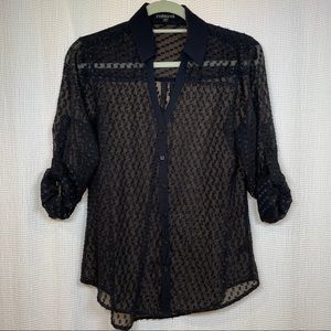 Sheer Metallic Clip Dot Blouse from Express